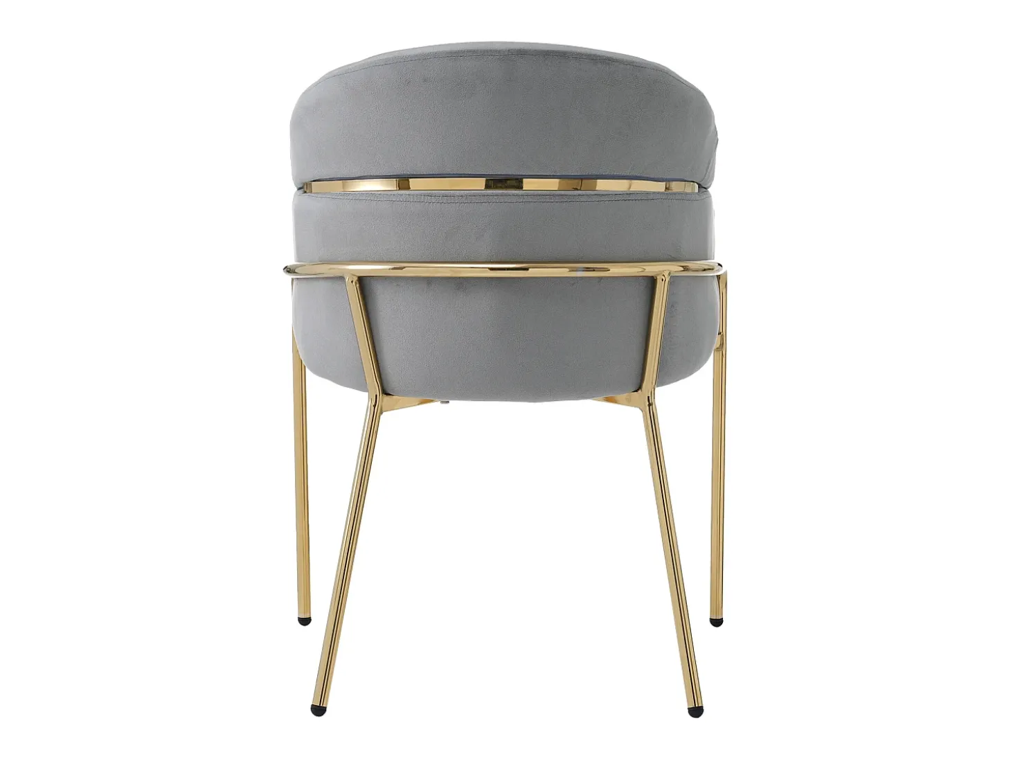 1 silla de comedor en terciopelo gris con respaldo acolchado y patas de metal dorado