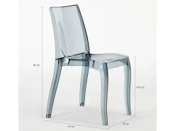 18 Silla de diseño transparente de cocina y comedor Cristal Light Stock - Rojo Transparente