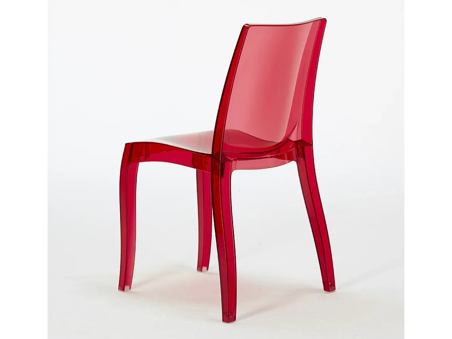 18 Silla de diseño transparente de cocina y comedor Cristal Light Stock - Rojo Transparente