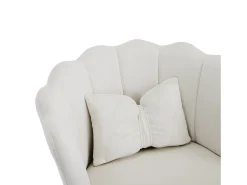 1 Silla de terciopelo - con respaldo en forma de pétalo - patas de metal dorado - Beige