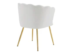 1 Silla de terciopelo - con respaldo en forma de pétalo - patas de metal dorado - Beige
