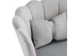 1 Silla de terciopelo - con respaldo en forma de pétalo - patas de metal dorado - Gris