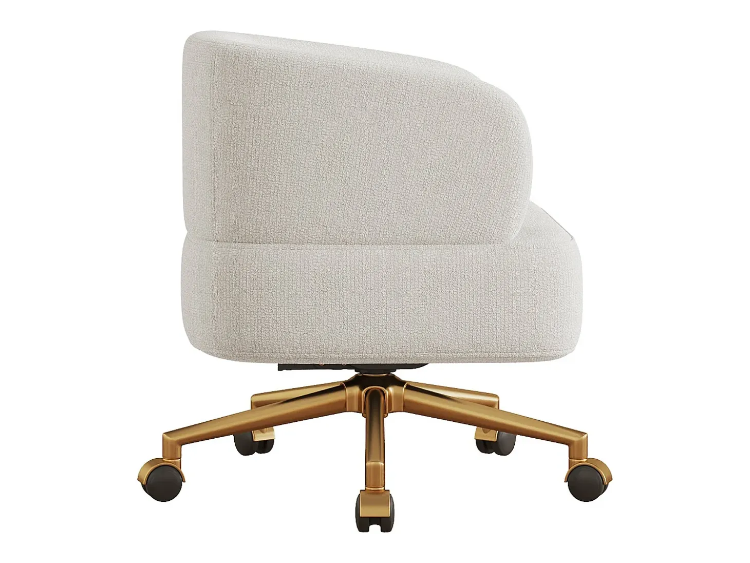 1 Silla en tela chenille - patas de metal dorado - rotación 360° - con 5 ruedas - Beige