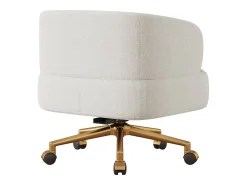 1 Silla en tela chenille - patas de metal dorado - rotación 360° - con 5 ruedas - Beige