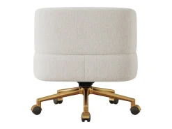 1 Silla en tela chenille - patas de metal dorado - rotación 360° - con 5 ruedas - Beige