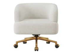 1 Silla en tela chenille - patas de metal dorado - rotación 360° - con 5 ruedas - Beige