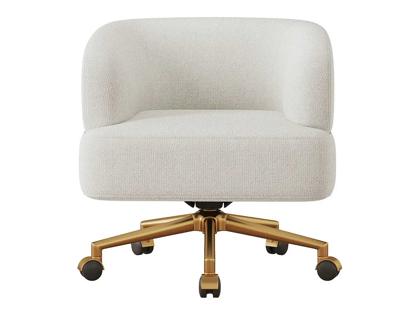1 Silla en tela chenille - patas de metal dorado - rotación 360° - con 5 ruedas - Beige