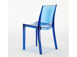 18 Sillas B-Side Grand Soleil bar cafetería transparentes Oferta stock - Azul Transparente