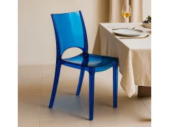 18 Sillas B-Side Grand Soleil bar cafetería transparentes Oferta stock - Azul Transparente