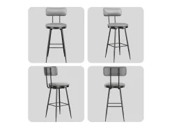 4 sillas de bar grises con respaldo, estilo industrial, altura del asiento de 65 cm