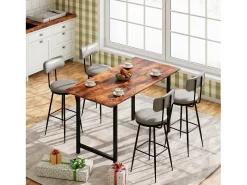 4 sillas de bar grises con respaldo, estilo industrial, altura del asiento de 65 cm