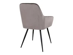 2 sillas de comedor con reposabrazos de terciopelo gris con pies negros