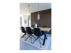 2 sillas de comedor de cuero sintético con pivote negro y pies negros