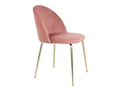 2 sillas de comedor de terciopelo rosa con pies de latón