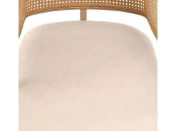 2 sillas en piel PU - Respaldo en ratán y patas metálicas - Carga máx. 150 kg - 47x51x79 cm