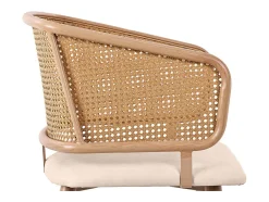2 sillas en piel PU - Respaldo en ratán y patas metálicas - Carga máx. 150 kg - 47x51x79 cm