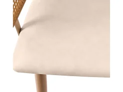 2 sillas en piel PU - Respaldo en ratán y patas metálicas - Carga máx. 150 kg - 47x51x79 cm