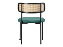 2 sillas en terciopelo y ratán - Patas de metal - Carga máxima 150 kg - 45×40×75 cm - Verde