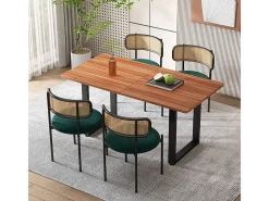 2 sillas en terciopelo y ratán - Patas de metal - Carga máxima 150 kg - 45×40×75 cm - Verde