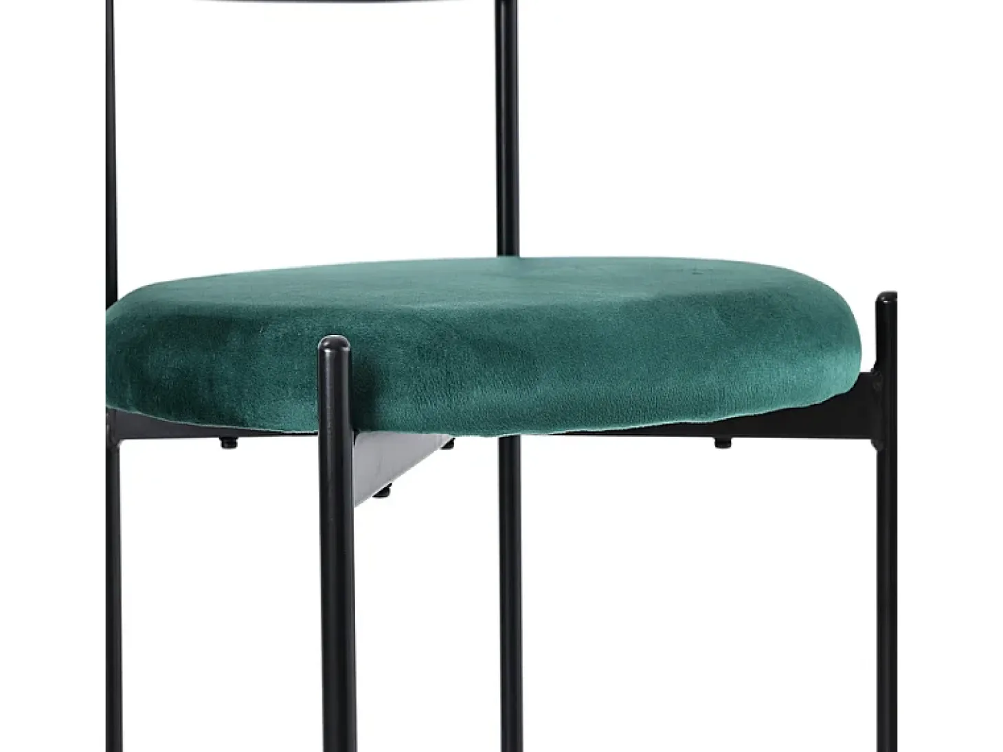 4 sillas en terciopelo y ratán - Patas de metal - Carga máxima 150 kg - 45×40×75 cm - Verde