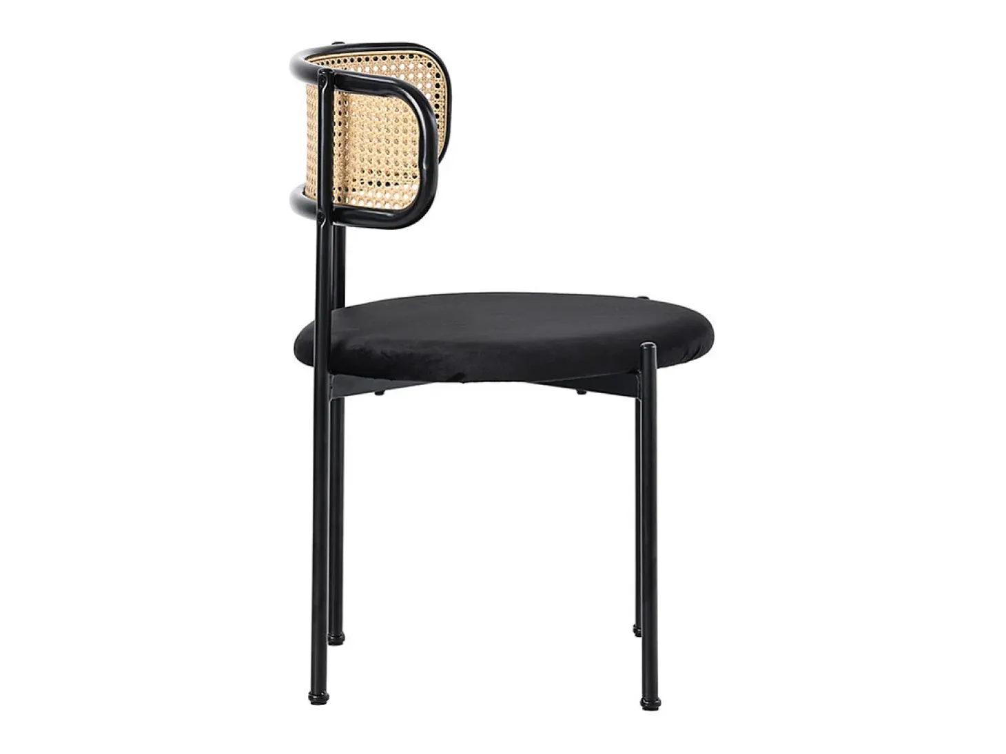 6 sillas en terciopelo y ratán - Patas de metal - Carga máxima 150 kg - 45×40×75 cm - Verde