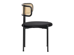 2 sillas en terciopelo y ratán - Patas de metal - Carga máxima 150 kg - 45×40×75 cm - Negro