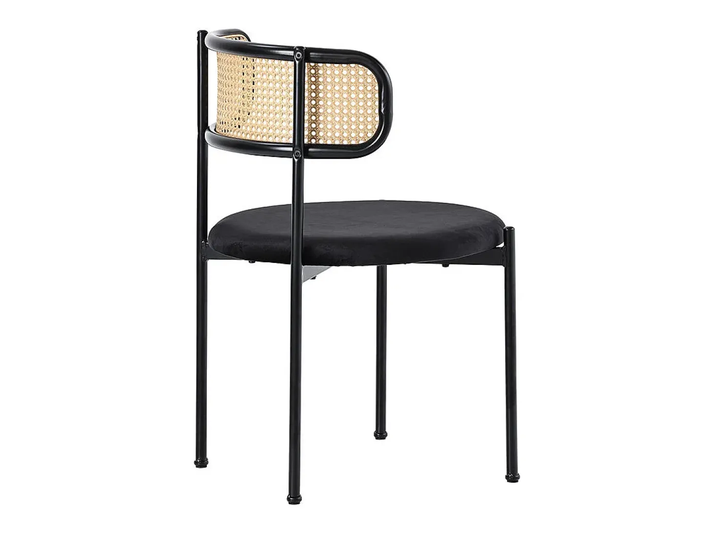 2 sillas en terciopelo y ratán - Patas de metal - Carga máxima 150 kg - 45×40×75 cm - Negro