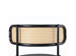 2 sillas en terciopelo y ratán - Patas de metal - Carga máxima 150 kg - 45×40×75 cm - Negro