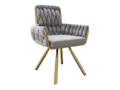 4 sillas giratorias en terciopelo - Con reposabrazos y patas metálicas - Respaldo amplio - Gris - 63x50x87 cm