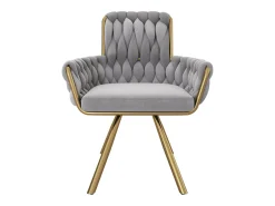4 sillas giratorias en terciopelo - Con reposabrazos y patas metálicas - Respaldo amplio - Gris - 63x50x87 cm