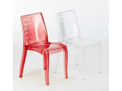 18 Sillas Hypnotic Grand Soleil cafetería transparentes oferta stock bar restaurante - Rojo Transparente
