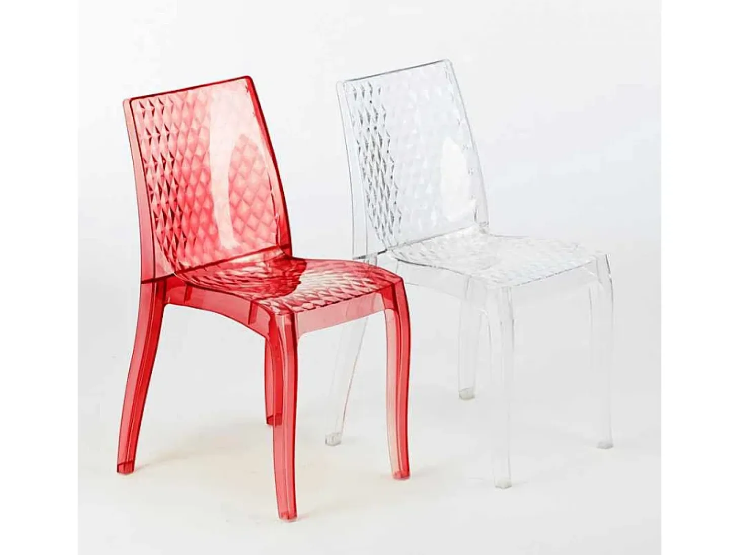18 Sillas Hypnotic Grand Soleil cafetería transparentes oferta stock bar restaurante - Rojo Transparente