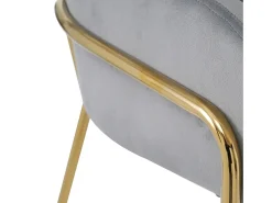 1 Sillón de terciopelo - con 4 patas de metal dorado - Gris
