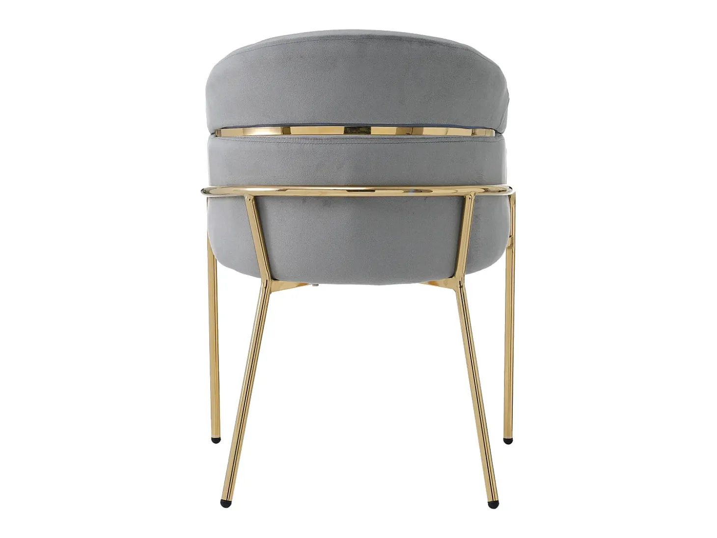 1 Sillón de terciopelo - con 4 patas de metal dorado - Gris