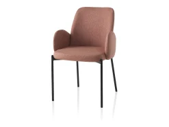 2 x sillas modernas de cocina tapizadas en tela con reposabrazos Antea - Rosa