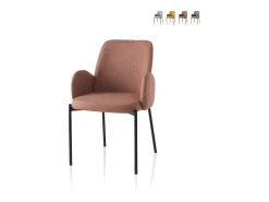 2 x sillas modernas de cocina tapizadas en tela con reposabrazos Antea - Rosa