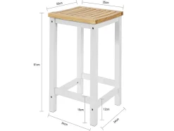 2 x Taburetes de Bar Cuadrado Silla Cocina Madera de Caucho y Pino Blanco FST29-WNx2 SoBuy ES