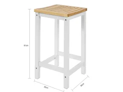 2 x Taburetes de Bar Cuadrado Silla Cocina Madera de Caucho y Pino Blanco FST29-WNx2 SoBuy ES