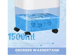 Aire acondicionado portátil 3 en 1 con función de enfriamiento y humidificación, 15 L, oscilación de 60°, control remoto, pantalla LED, para habitaciones de 20 m²