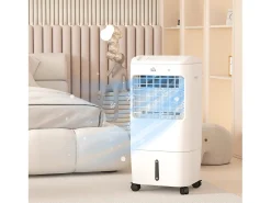 Aire acondicionado portátil 3 en 1 con función de enfriamiento y humidificación, 15 L, oscilación de 60°, control remoto, pantalla LED, para habitaciones de 20 m²