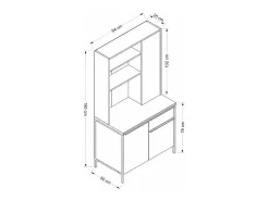 Alacena Andy 3 puertas + cajón natural/gris 180x94x50 cm