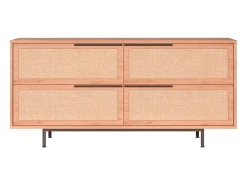Alacena aparador para salón o cocina de madera con 4 puertas efecto ratán Dhunnan