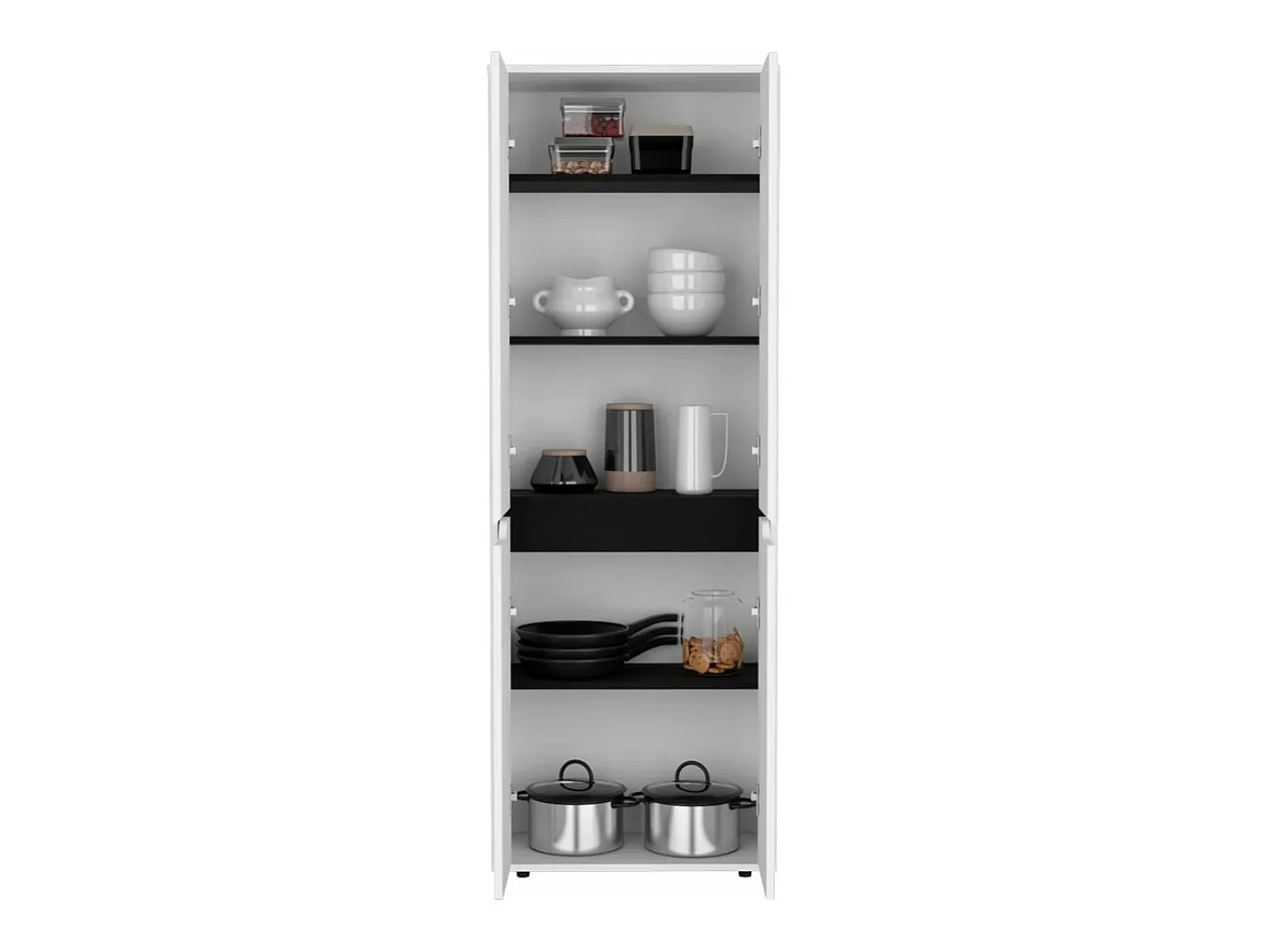 Alacena Herring en melamina con 4 puertas y 5 estantes , blanco , 170 cm X 60 cm X 30 cm