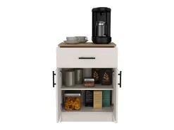 Alacena Mayorca en melamina con 2 puertas , 2 estantes y cajon con rieles metalicos , Blanco / Beige , 85.1 cm X 60 cm X 40.5 cm