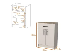 Alacena Mayorca en melamina con 2 puertas , 2 estantes y cajon con rieles metalicos , Blanco / Beige , 85.1 cm X 60 cm X 40.5 cm