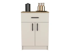 Alacena Mayorca en melamina con 2 puertas , 2 estantes y cajon con rieles metalicos , Blanco / Beige , 85.1 cm X 60 cm X 40.5 cm