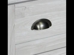 Alacena moderna - 80 x 34 x 171 cm - con 2 puertas de cristal + 3 cajones - aglomerado - natural claro