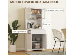 Alacena Valdena Homcom 1 cajón + 4 puertas blanco 180x79x40 cm