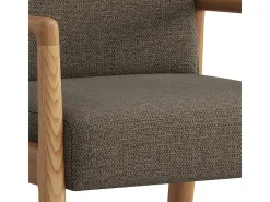 ALBAN-Sillón de mesa, tela marrón y fresno natural (x2)