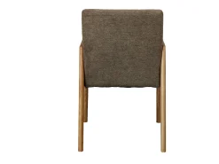 ALBAN-Sillón de mesa, tela marrón y fresno natural (x2)